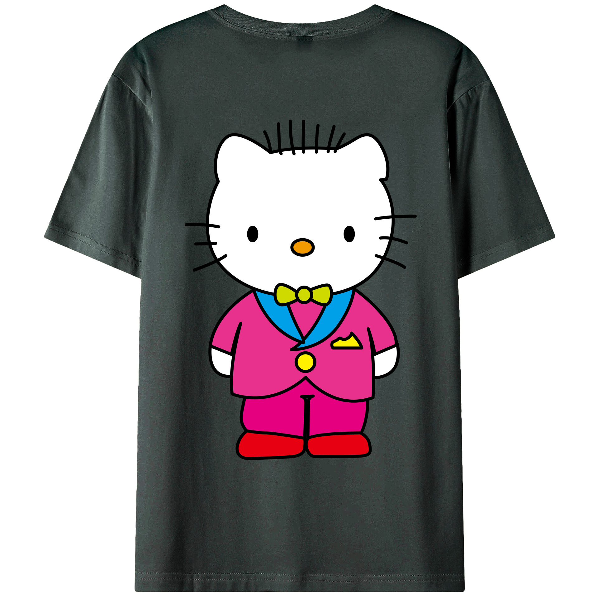 （画像用） Hello Kitty ハローキティ 綿100％ メンズ半袖Tシャツ（バックプリント） 通気性